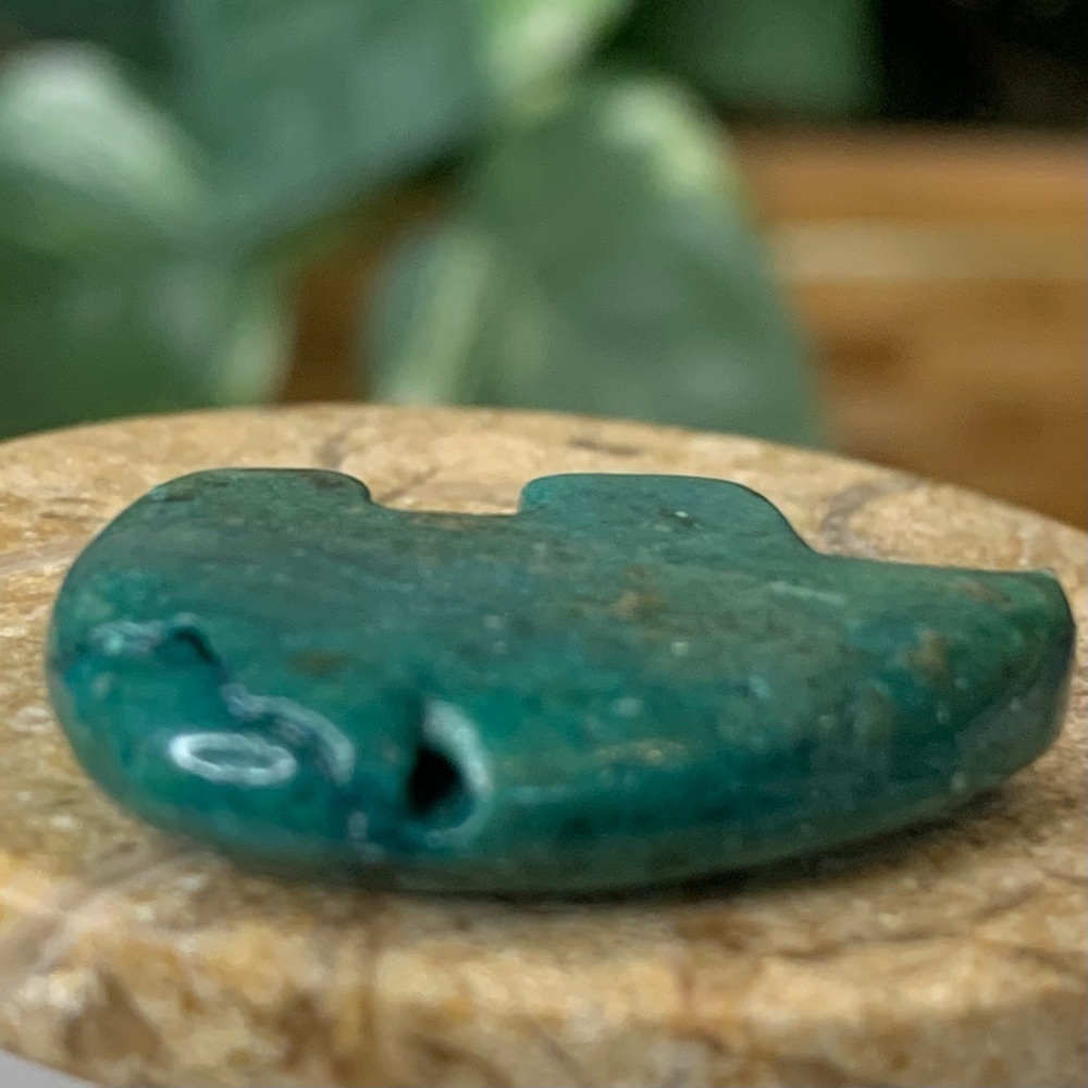 Chrysocolla Bear Fetish Bead Native American Zuni Style Top Drilled Animal 1” - Picture 9 of 15